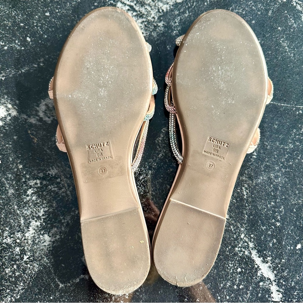 Schutz Rhinestone flat sandals 9 - Picture 5 of 5